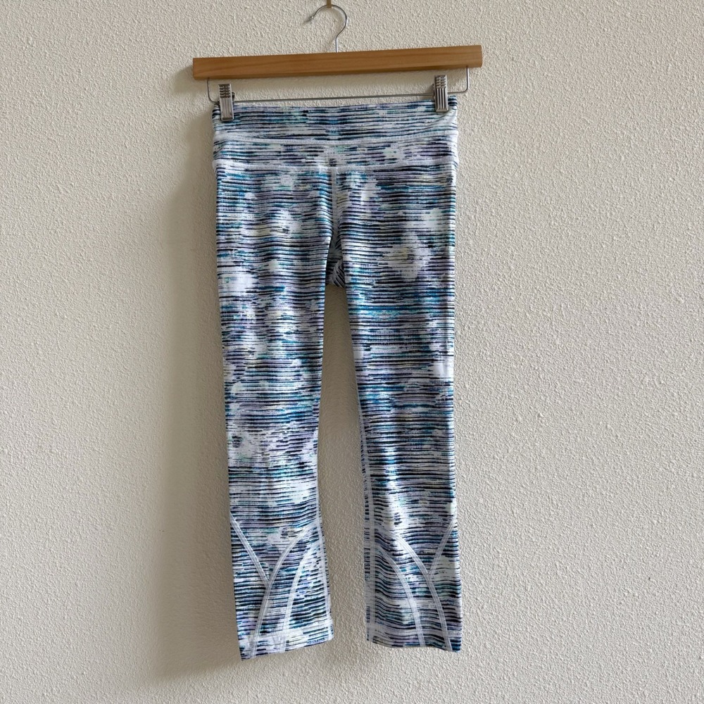 Lululemon Leggings Women 4 Blue Purple Excellent Space Dye Cropped Activewear